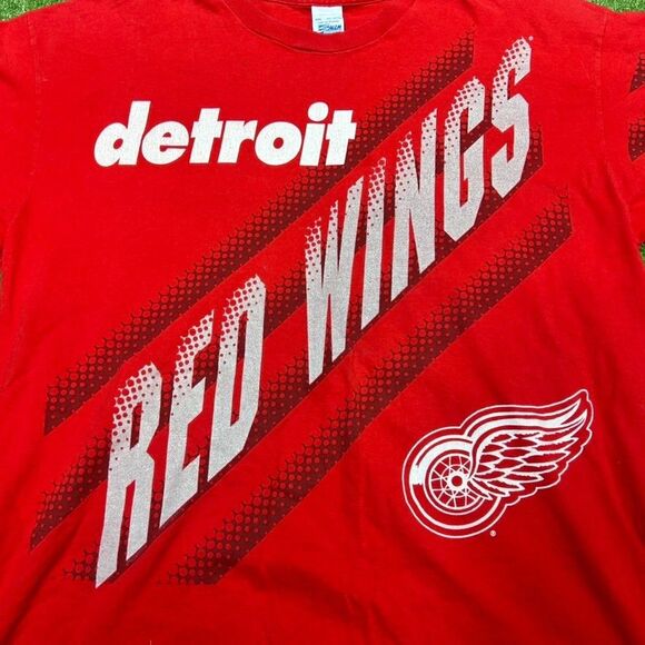 Vintage 90s Detroit Red Wings T-Shirt Salem Sportswear Double Sided NHL Size XXL - Picture 2 of 6